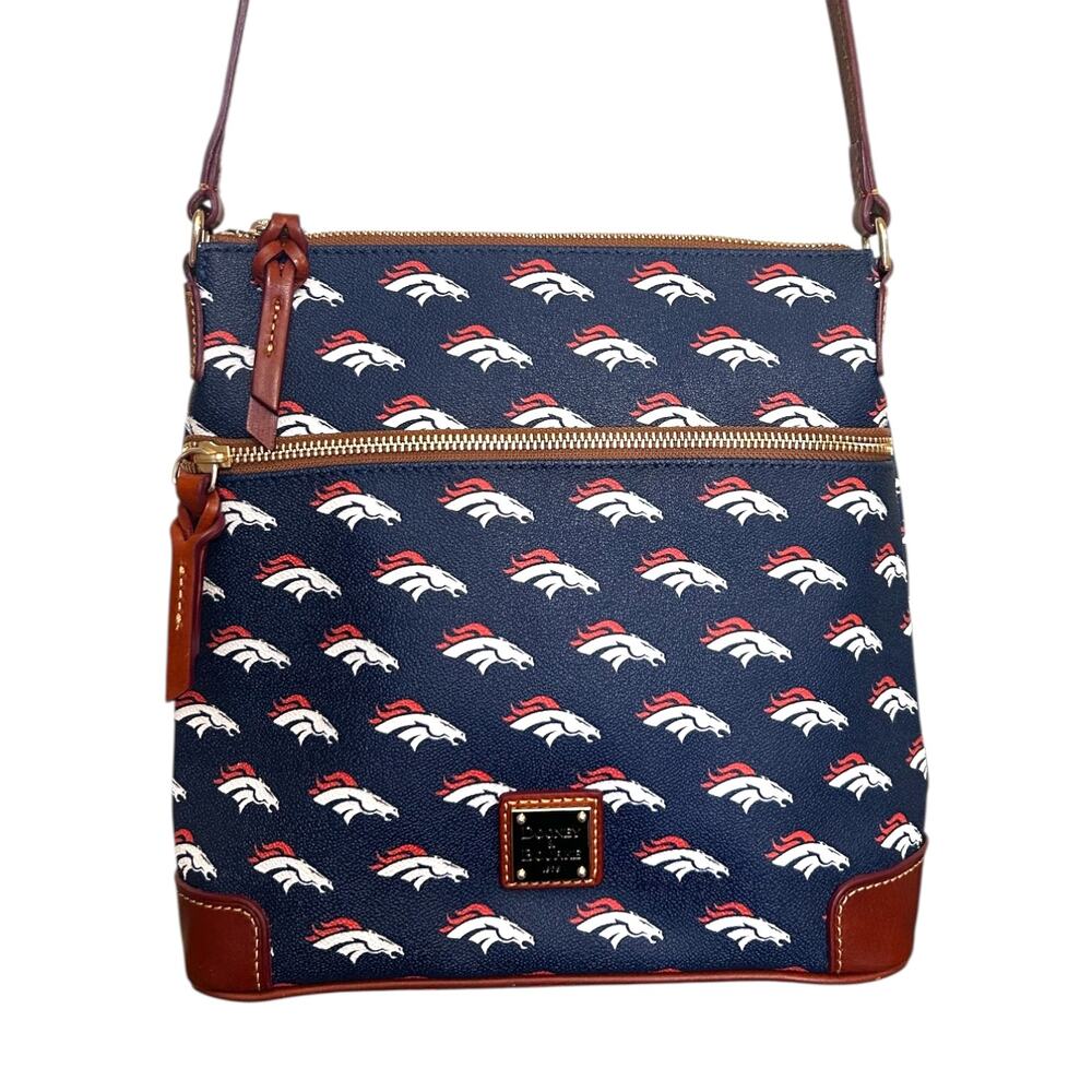 Dooney & Bourke Denver Broncos NFL Leather Logo Handbag, Navy Blue - Picture 2 of 15